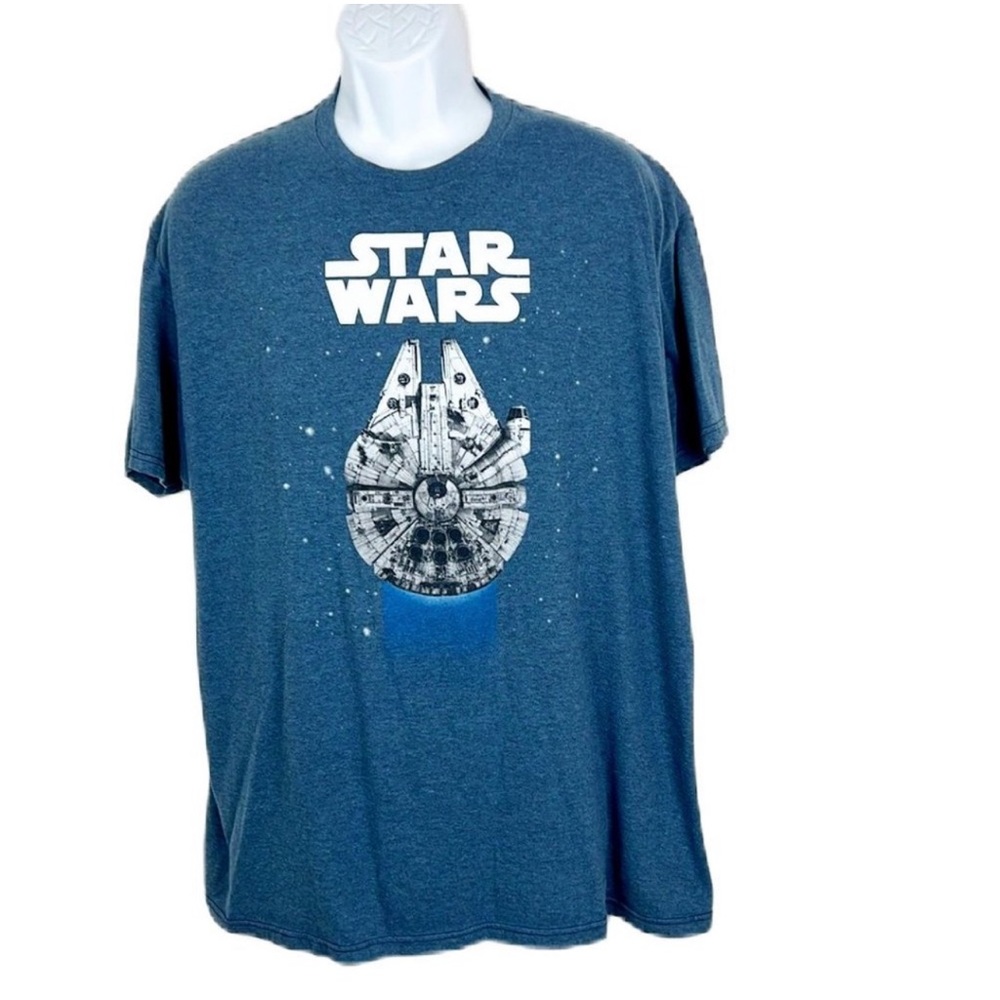 Star Wars Shirt Men Large Blue Mad Engine Millennium Falcon Short Sleeve Tee